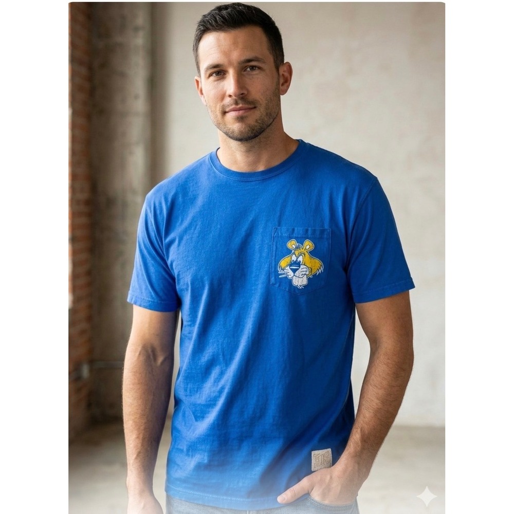Retro Brand University of Pittsburgh Pitt Panthers Pocket T-Shirt Blue Mens L